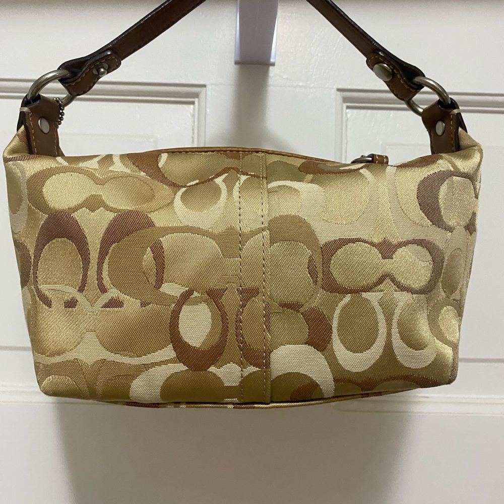 Coach Beige and Brown Patterned Shoulder Bag